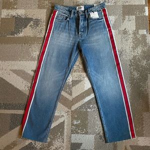 NWT Zara TRF authentic denim w/ striped sides